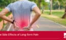 header image for blog a man in a grey shirt grabs his lower back with both hands due to pain a caption reads The Side Effects of Long Term Pain